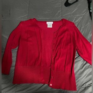 Red cardigan